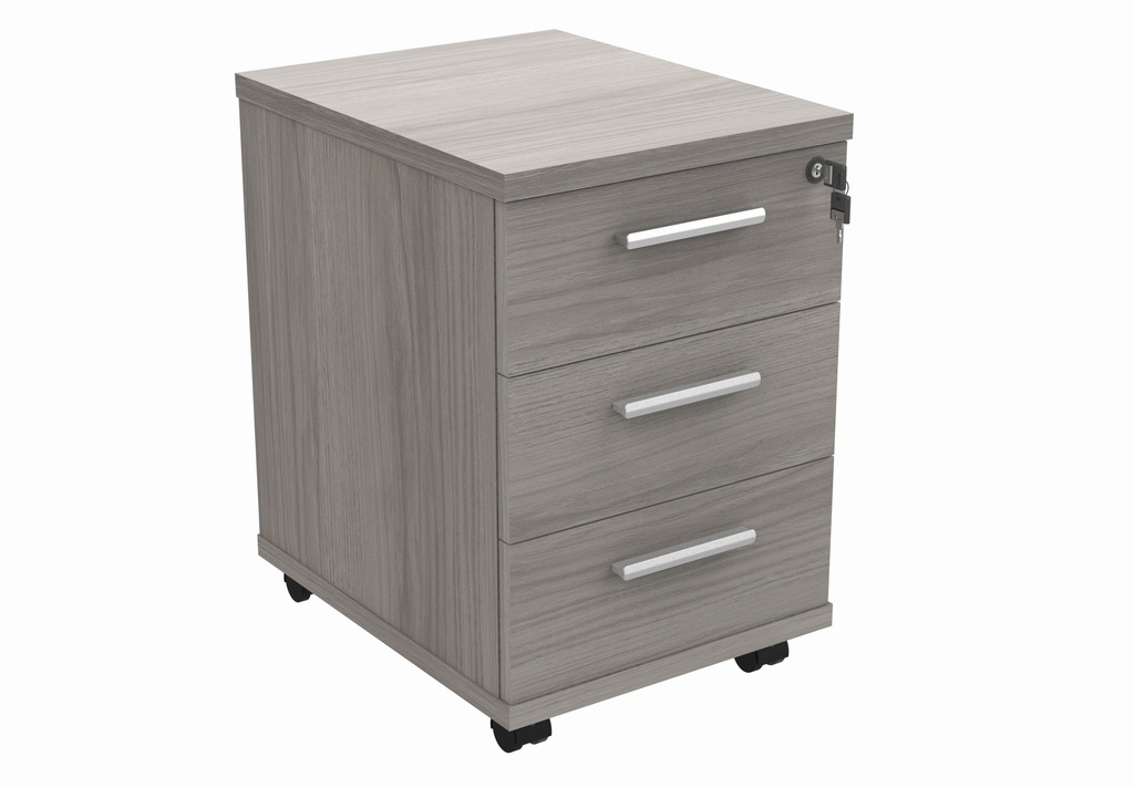 Mobile Under Desk Office Storage Unit | 3 Drawers | Grey Oak