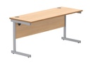 Office Rectangular Desk With Steel Single Upright Cantilever Frame | 1600X600 | Beech/Silver