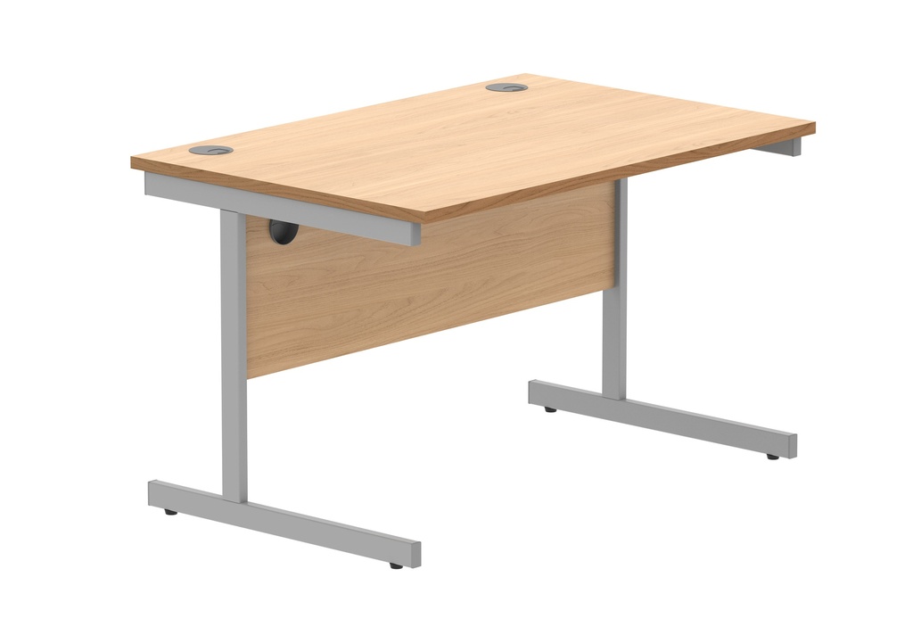 Office Rectangular Desk With Steel Single Upright Cantilever Frame | 1200X800 | Beech/Silver