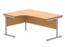 Office Left Hand Corner Desk With Steel Single Upright Cantilever Frame | 1600X1200 | Beech/Silver