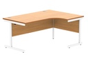 Office Right Hand Corner Desk With Steel Single Upright Cantilever Frame | 1600X1200 | Beech/White