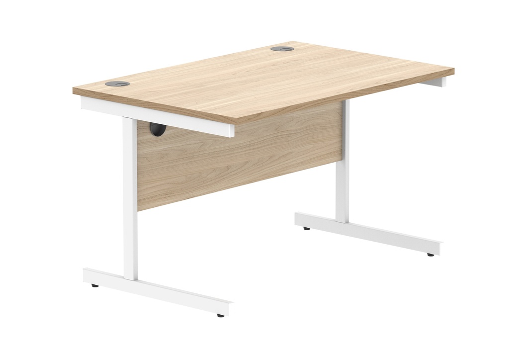 Office Rectangular Desk With Steel Single Upright Cantilever Frame | 1200X800 | Oak/White