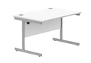 Office Rectangular Desk With Steel Single Upright Cantilever Frame | 1200X800 | White/Silver