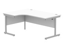 Office Left Hand Corner Desk With Steel Single Upright Cantilever Frame | 1600X1200 | White/Silver