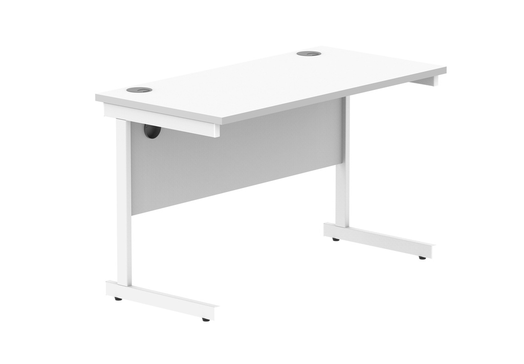 Office Rectangular Desk With Steel Single Upright Cantilever Frame | 1200X600 | White/White