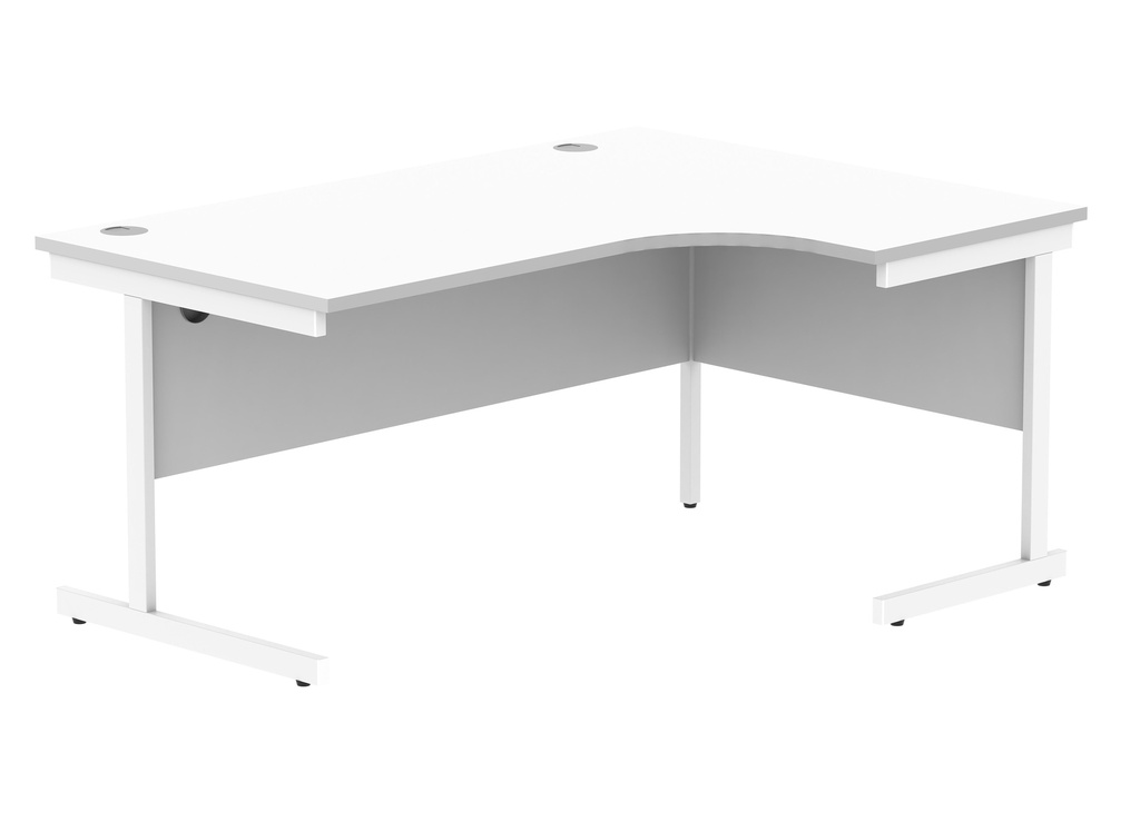 Office Right Hand Corner Desk With Steel Single Upright Cantilever Frame | 1600X1200 | White/White