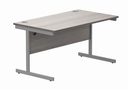 Office Rectangular Desk With Steel Single Upright Cantilever Frame | 1400X800 | Grey Oak/Silver
