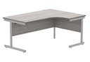 Office Right Hand Corner Desk With Steel Single Upright Cantilever Frame | 1600X1200 | Grey Oak/Silver