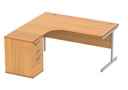 Su Lh Rad Desk+Desk High Ped-1600X1200-Norwegian Beech/Silver
