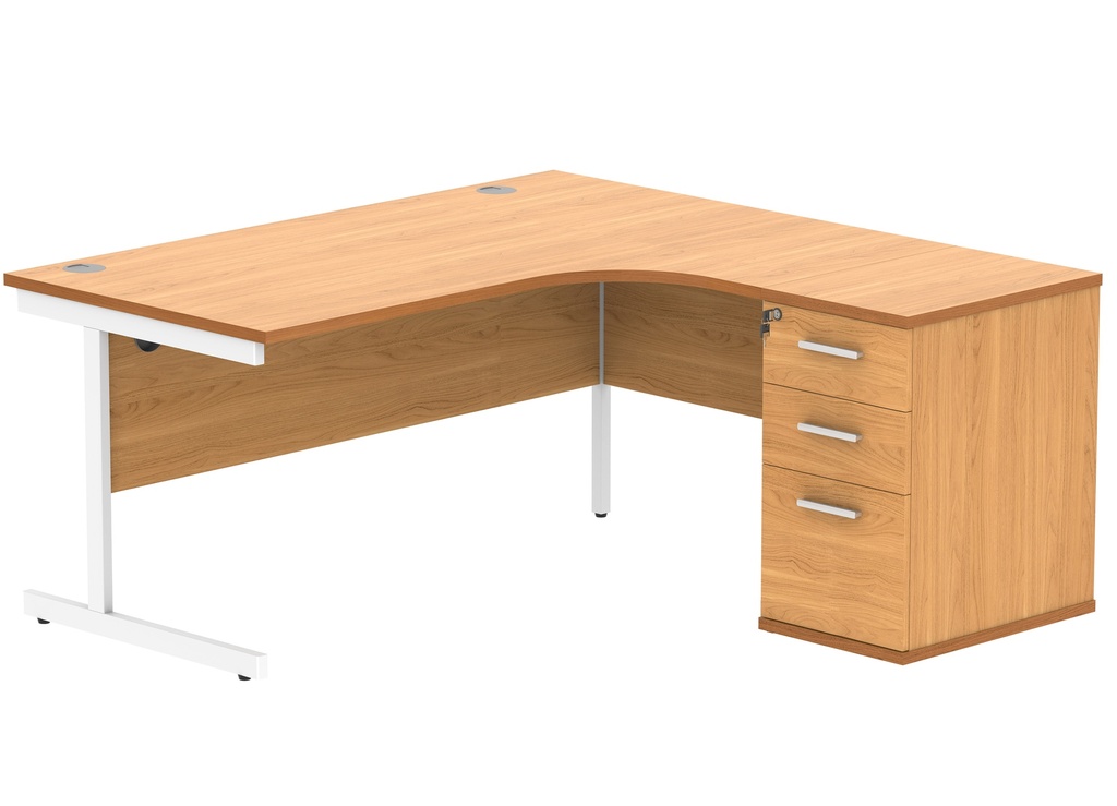 Su Rh Rad Desk+Desk High Ped-1612-Norwegian Beech/White