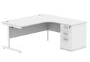 Su Rh Rad Desk+Desk High Ped-1612-Arctic White/White