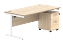 Su Rect Desk+2 Drawer Mobile Under Desk Ped-1680-Canadian Oak/White