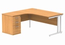 Du Lh Rad Desk+Desk High Ped-1612-Norwegian Beech/White