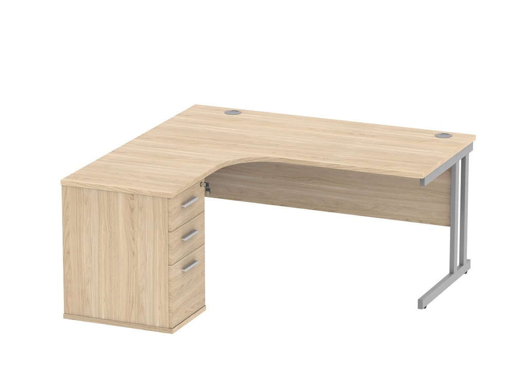 Du Lh Rad Desk+Desk High Ped-1600X1200-Canadian Oak/Silver