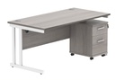 Du Rect Desk+2 Drawer Mobile Under Desk Ped-1680-Alaskan Grey Oak/White