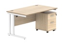 Du Rect Desk+2 Drawer Mobile Under Desk Ped-1480-Canadian Oak/White