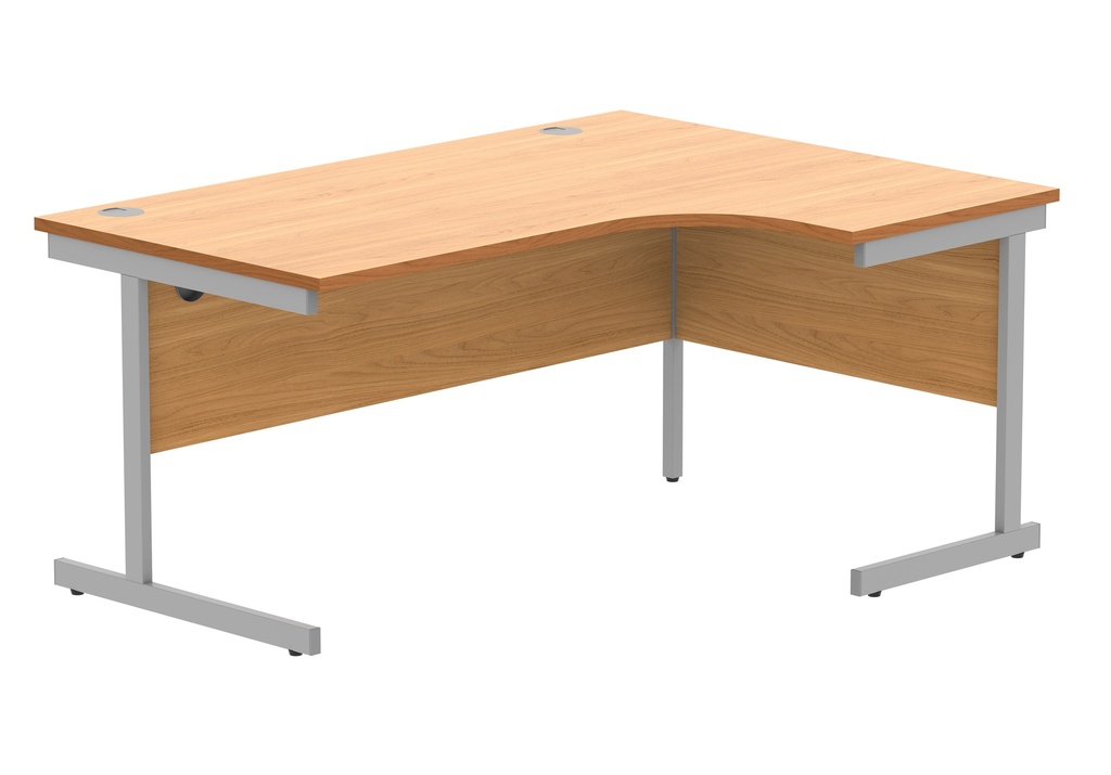 Office Right Hand Corner Desk With Steel Single Upright Cantilever Frame | 1600X1200 | Beech/Silver