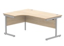 Office Left Hand Corner Desk With Steel Single Upright Cantilever Frame | 1600X1200 | Oak/Silver