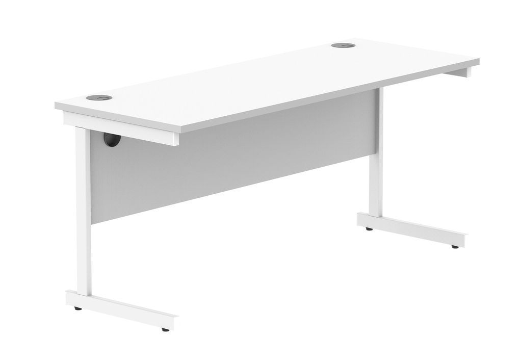 Office Rectangular Desk With Steel Single Upright Cantilever Frame | 1600X600 | White/White