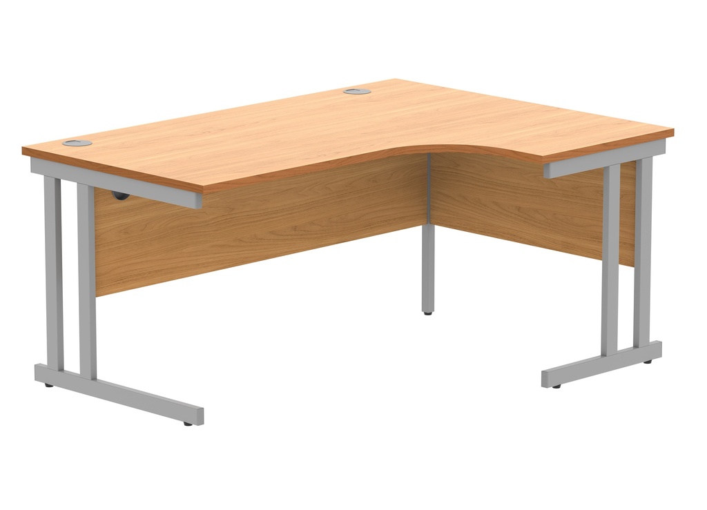 Office Right Hand Corner Desk With Steel Double Upright Cantilever Frame | 1600X1200 | Beech/Silver