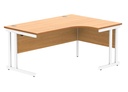 Office Right Hand Corner Desk With Steel Double Upright Cantilever Frame | 1600X1200 | Beech/White