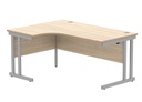 Office Left Hand Corner Desk With Steel Double Upright Cantilever Frame | 1600X1200 | Oak/Silver