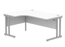 Office Left Hand Corner Desk With Steel Double Upright Cantilever Frame | 1600X1200 | White/Silver