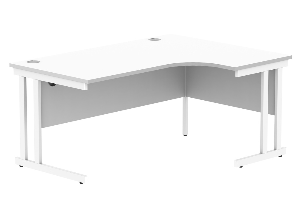 Office Right Hand Corner Desk With Steel Double Upright Cantilever Frame | 1600X1200 | White/White