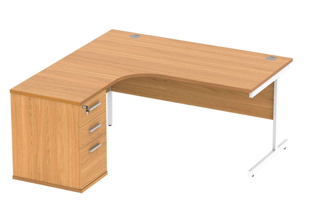 Su Lh Rad Desk+Desk High Ped-1612-Norwegian Beech/White
