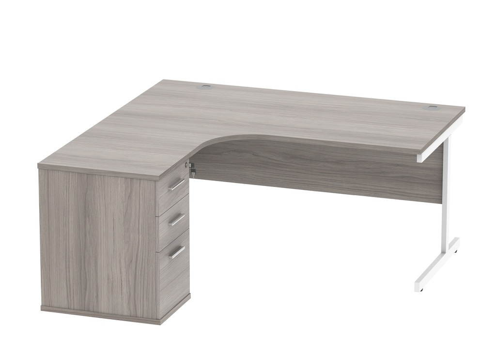 Su Lh Rad Desk+Desk High Ped-1600X1200-Alaskan Grey Oak/Silver