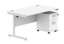 Su Rect Desk +2 Drawer Mobile Under Desk Ped-1480-Arctic White/Silver
