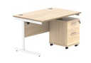 Su Rect Desk+2 Drawer Mobile Under Desk Ped-1280-Canadian Oak/White
