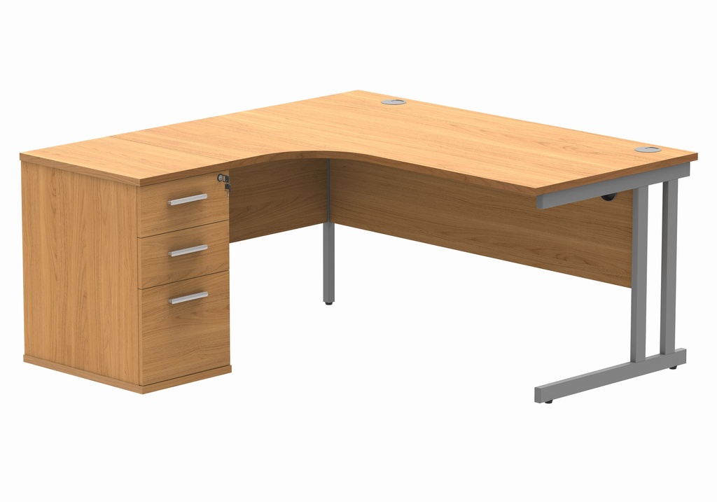 Du Lh Rad Desk+Desk High Ped-1600X1200-Norwegian Beech/Silver