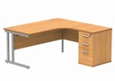 Du Rh Rad Desk+Desk High Ped-1600X1200-Norwegian Beech/Silver
