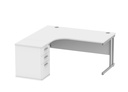Du Lh Rad Desk+Desk High Ped-1600X1200-Arctic White/Silver