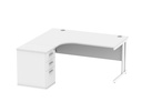 Du Lh Rad Desk+Desk High Ped-1612-Arctic White/White