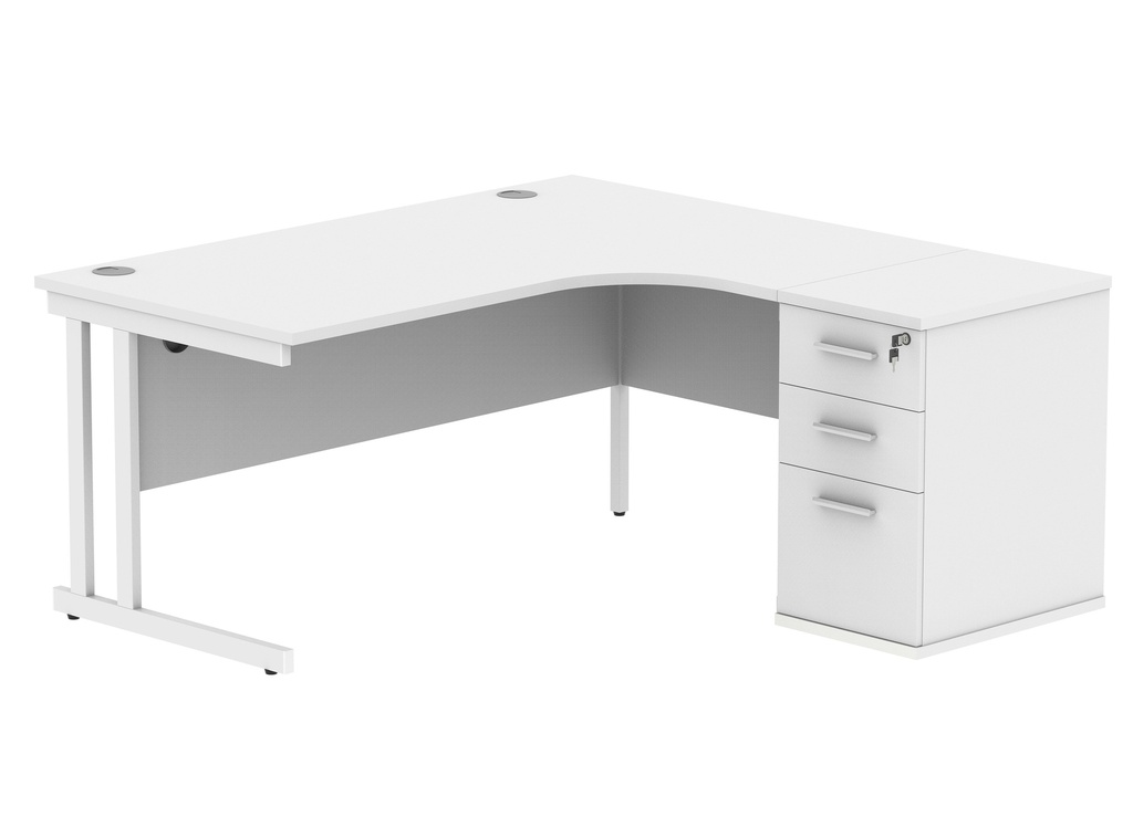 Du Rh Rad Desk+Desk High Ped-1612-Arctic White/White