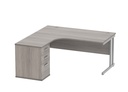 Du Lh Rad Desk+Desk High Ped-1600X1200-Alaskan Grey Oak/Silver