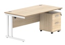 Du Rect Desk+2 Drawer Mobile Under Desk Ped-1680-Canadian Oak/White