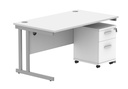 Du Rect Desk +2 Drawer Mobile Under Desk Ped-1480-Arctic White/Silver
